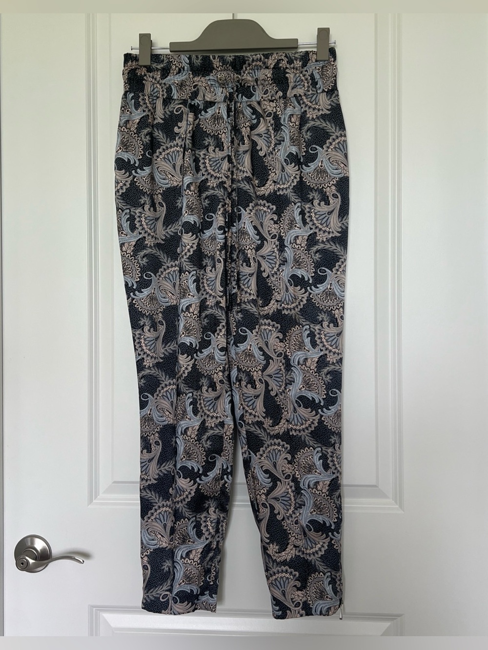 Cinq a Sept Printed Drawstring Jogger Pants - Blue Paisley S NWOT